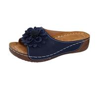 Women Sandals Tong Femme Été Sandales Orthopédique Femme Été Confortable Respirantes Fermées Légères De Marche Antidérapantes Bout Ouvert Chaussures De Plage D'été Orthopédique Femmes Pas (Blue, 36)