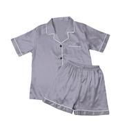 Women Satin Pyjamas Set Short Sleeve Button Down Sleepwear Lapel Tops and Shorts 2 Piece Nightwear Soft PJs Lounge Wear Gifts for Her B-29