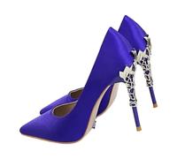Women Shoes Spring Pumps Sequin Wedding Stilettos Metal Decoration Heels(Color1,37)