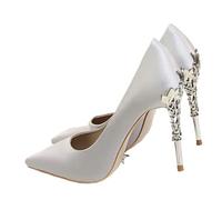 Women Shoes Spring Pumps Sequin Wedding Stilettos Metal Decoration Heels(Grey,34)