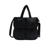 Women Shoulder Messenger Bag Cotton Filled Down Winter Handbag Large Capacity Square Puff Tote(Black)