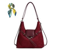 Women Simple Commute Underarm Suede Purse,Brown Slouchy Hobo Shoulder Bags,Trendy Fall Crossbody Bag Travel Work (Red)