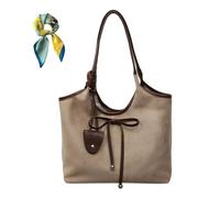 Women Simple Commute Underarm Suede Purse with Bow,Brown Slouchy Hobo Shoulder Bags,Trendy Fall Tote Bag Work Daily (Khaki)