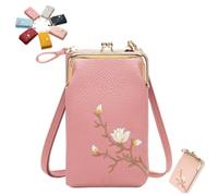 Women Sling Cross-Body Wallet, Floral Embroidery Crossbody Wallet, Embroidered Leather Crossbody Purse, Lightweight Mini Coin Clutch Bag,Phone Purses with Crossbody Strap,Suitable for travel