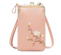 Women Sling Cross-Body Wallet with Mobile Cell Phone Holder, Mini Crossbody Bags for Women(Pink)
