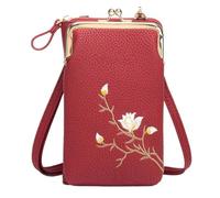 Women Sling Cross-Body Wallet with Mobile Cell Phone Holder, Mini Crossbody Bags for Women(Red)