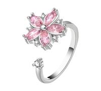 Women Spinner Rings, Adjustable Fidget Ring, Flower Design with Smooth Spin, Calming Stress Toy for Long Flights, Classroom Focus, Meditation Aid, School, and Public Speaking Stress Relief