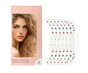 Women Star Freckles, Face Glitter Speckles Stickers, 6.14x1.97 Inches Versatile Cosmetic Patches, Easy-To-Apply Adhesive, Long-Lasting Blink for Women Girls Parties School