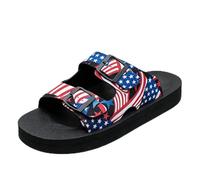 Women Summer Platform Sandals Open Toe Thick Sole Comfortable Casual Slides for Patriotic National Day (Black, 43)