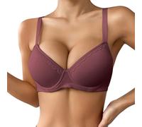 Women Thin Solid Color Comfortable Breathable Push Up Bra Underwire Three Breasted Pregnancy Clothes, Pink, 32B(Brown,38D)