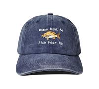 Women Want Me Fish Fear Me Casquette de Baseball brodée, Bleu Marine, Taille Unique