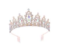 Women Wedding Hair Accessories Rhinestone Birthday Crowns With Combs Queen Princess Crystal Diadems For Girls Bridal Tiaras pour Femmes(Full AB)