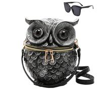 Women Weird Halloween Owl Purse Handbag, Men Unique Novelty Crossbody, Gothic Cartoon Owl Shaped Shoulder Bag