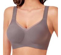 Women Wireless V-Neck Mesh Bralette, Comfortable Wireless Bras, Crossover Mesh Seamless Push-up Bra (Gray,Grand)