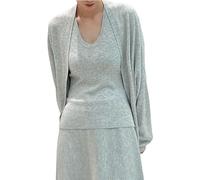 Women Wool Blend Cardigan Batwing Sleeve Open Front Knit Cardigan Lightweight Sweaters Solid Soft Casual Cover Up for Spring Fall Office Daily Wear Light Gray XS