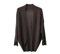 Women Wool Blend Cardigan Batwing Sleeve Open Front Knit Cardigan Lightweight Sweaters Solid Soft Casual Cover Up for Spring Fall Office Daily Wear Brown XS