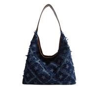 Women Y2K Denim Shoulder Bag Large Capacity Female Underarm Purses with Inner Pocket Retro Star Pattern Vintage 90s Handbag for Work Travel (Deep Blue) (style3)