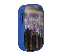 WOmeng Aerial Night of View Hong Kong Trousse à crayons pratique Fournitures scolaires Stylos Crayons Art Accessoires Diverses occasions, bleu, Taille unique, Poche de rangement