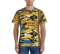 WOmeng Ancient Egypt Tribe Series Print Men Praticité T-shirt confortable à manches courtes Gym Usage quotidien Évacuation de l'humidité, Noir , S