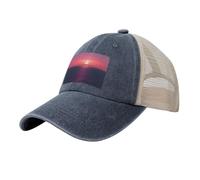 WOmeng Bright Moon at Sea Hippie Print Cowboy Casquette de baseball en maille réglable respirante pour le quotidien, le camping, les voyages, bleu marine, Taille unique