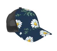WOmeng Casquette de baseball imprimée marguerite respirante à séchage rapide pour course à pied en plein air été tenue décontractée mode noire