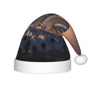 WOmeng Chapeau de Noël avec imprimé horizon de Los Angeles pour Noël, les vacances, les enfants, le Père Noël, Halloween, Nouvel An