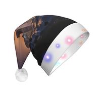 WOmeng Chapeau de Noël lumineux pour adulte avec imprimé d'horizon de Los Angeles - Accessoire de Noël, Nouvel An