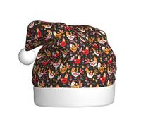 WOmeng Chapeau de Noël unisexe pour adulte avec imprimé coq et poules