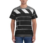 WOmeng Classic Movie Clapboard T-shirt confortable à manches courtes pour homme Motif imprimé Noir, Noir , 3XL