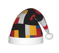 WOmeng Composition en rouge, jaune, bleu et noir imprimé chapeau de Noël pour enfants adultes fête couvre-chef Noël Nouvel An Célébrations festives