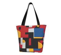 WOmeng Composition en rouge, jaune, bleu et noir, sac à bandoulière polyvalent, sac à main, sac à main, sac à main, plage, usage quotidien, grand espace de rangement
