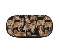 WOmeng Golden Retrievers Trousse à crayons légère et pratique pour maquillage, école, voyage, bureau, utilisation polyvalente, Noir , Taille unique, Organiseur de sac