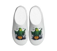 WOmeng Green Ghost Horror Halloween Citrouille Imprimé Adulte TPR Pantoufles d'intérieur doux Maison Printemps Pantoufles Voyage Maison Confort Chaussures