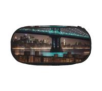 WOmeng New York Manhattan Bridge Night Print Trousse pratique légère pour maquillage, école, voyage, bureau, utilisation polyvalente, Noir , Taille unique, Organiseur de sac