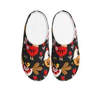 WOmeng Pantoufles douces en TPR pour adulte Motif coq poules