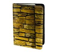 WOmeng Rustique Rocks Brique Wall Print Hommes et Femmes Passeport Document de Voyage Léger Élégant Passeport Portefeuille Étui, Noir , Taille unique