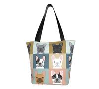 WOmeng Sac à bandoulière polyvalent avec imprimé bouledogue français, sac à main de voyage, plage, usage quotidien, grand espace de rangement