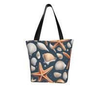 WOmeng Sac à bandoulière polyvalent avec imprimé étoiles de mer et coquillages - Pour voyage, plage, usage quotidien - Grand espace de rangement