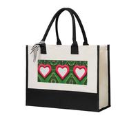 Womeng Sac fourre-tout en toile écologique avec impression d'amour pour la Saint Valentin Grande capacité