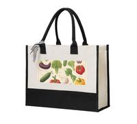 Womeng Sac fourre-tout en toile écologique avec impression de divers légumes - Grande capacité - Pour les courses quotidiennes et les escapades du week-end