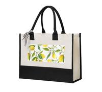 Womeng Sac fourre-tout en toile écologique avec imprimé citrons tropicaux frais - Grande capacité - Pour les courses quotidiennes, les week-ends