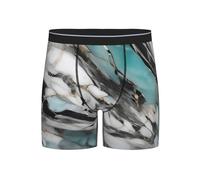 WOmeng Sous-vêtements pour hommes imprimés marbrés, caleçons boxeurs respirants et extensibles, doux et confortables pour les entraînements et les voyages, Noir , L