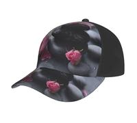 WOmeng Spa Stone and Rose Flowers Print Casquette de baseball respirante Classique Confortable Été Casual Sports de plein air Voyage Noir