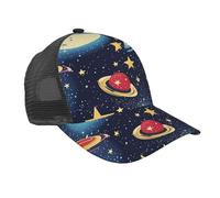 WOmeng Starry Sky Universe Space Print Casquette de baseball respirante à séchage rapide pour course à pied en plein air été tenue décontractée mode noire