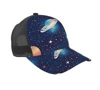 WOmeng Starry Sky Universe Space Print Casquette de baseball respirante à séchage rapide pour course à pied en plein air été tenue décontractée mode noire