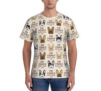 WOmeng T-shirt confortable à manches courtes avec imprimé chien français pour homme, Noir , M