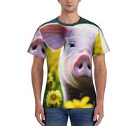 WOmeng T-shirt confortable à manches courtes avec imprimé cochon de viol pour homme, Noir , XXL