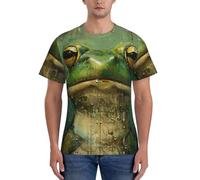 WOmeng T-shirt confortable à manches courtes avec imprimé grenouille et pluie pour homme, Noir , M