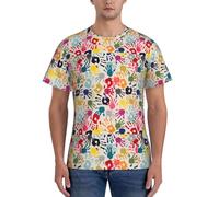 WOmeng T-shirt confortable à manches courtes imprimé à la main pour homme - Pour la gym - Usage quotidien - Évacuation de l'humidité, Noir , 3XL