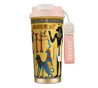 WOmeng Tasse à café en acier inoxydable avec impression de la série Ancient Egypt Tribe Tasse de voyage pour boissons au bureau camping usage quotidien
